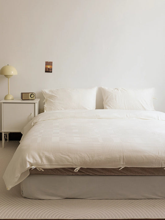 100% natural cotton 4-piece bedding-Large checkered pattern